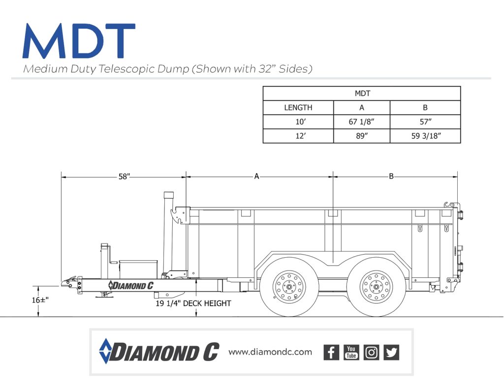 Diamond C Dump Trailer Dimensions